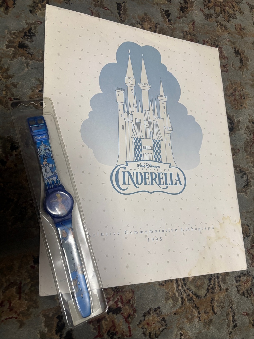 1995 Disney Cinderella Blue Commemorative Lithograph and Holographic Watch